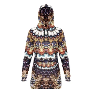 Mammon Psychedelic Fleece-Lined Long Hoodie
