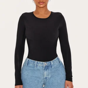 Shape Black Slinky Long Sleeve Bodysuit