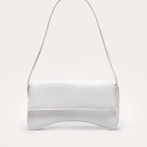 White PU Flap Over Baguette Shoulder Bag