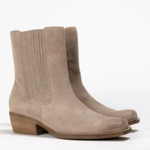 SQUARE TOE BOOTIE - PEBBLE - SUEDE