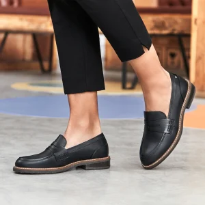 ALDAYA PENNY LOAFER WIDE - BLACK - LEATHER